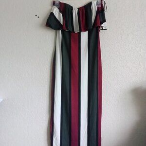 CAPELLA / MULTICOLOR STRIPED OFF SHOULDER BODYCON DRESS